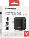 cumpără Încărcător cu fir Verbatim VER_32229 Mini GaN Charger 70W, 3 Port, black în Chișinău 