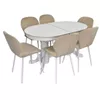 купить Комплект стол и стулья Evelin di Costacurta стол HV-31N White + 6 стульев YTC-064Wh UF910-01 Light beige в Кишинёве 