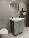 cumpără Dulap pentru lavoar Mashtab 12465 Alpin (CL) cu 2 uși 600x370x850 Turcoaz mat-Antracit în Chișinău 