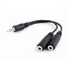 Audio spliter cable 0.1m 3.5mm 3pin plug to 3.5 mm stereo + mic sockets, Cablexpert CCA-415-0.1M 