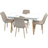 купить Комплект стол и стулья Evelin di Costacurta стол DT-431-1R Wo + 4 стула XR-154WO Light Beige8 (velur) в Кишинёве 