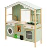 купить Игрушечная кухня и посуда Premaman PJQKDA-CCC-UNQ Bucatarie din lemn cu accesorii Verde в Кишинёве 