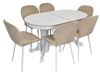 купить Комплект стол и стулья Evelin di Costacurta стол HV-31N White + 6 стульев YTC-064Wh UF910-01 Light beige в Кишинёве 