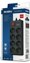 cumpără Filtru electric Sven SF-08-16, 8 Sockets, 1.8m, Black în Chișinău 