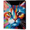 cumpără Tablou pe numere BrushMe RMGB003FC 30x40сm (pânză neagră/fără cutie) Pisică colorată în Chișinău 