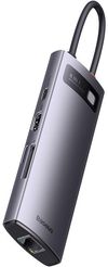 cumpără Adaptor de rețea USB Baseus WKWG070013 4in1 Type-C to 4+USB-A, Metal Gleam Series, Space Gray în Chișinău 