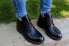 Женские черные ботинки утепленные из натуральной кожи 