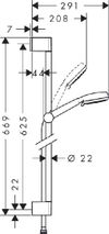 Crometta 100 Set Duș manual Vario cu bară 65 cm