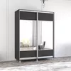 купить Шкаф Mobildor-Lux Aron-P uși glisante din PAL cu oglindă orizontal (180x60x220H cm) Anthracite в Кишинёве 