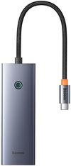 cumpără Adaptor de rețea USB Baseus B0005280B811-08 HUB 4in1 Type-C 3.0 to 4*USB-A 1*Type-C 3.0 UltraJoy Series, Space Grey în Chișinău 