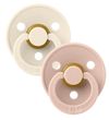 Suzete din latex rotunde BIBS Colour (18+ luni) Blush & Ivory 