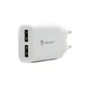 Helmet Wall Charger with Cable USB to Type-C 2xUSB 2.4A, White 