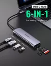 cumpără Adaptor de rețea USB Ugreen 70411 HUB 6in1 Type-C 3.0 to HDMI 4K 30Hz + 2*USB-A 3.0 + SD/TF + 1*Type-C PD, TS 90MB/S, PD Power Supply 100W CM195, Space Grey în Chișinău 