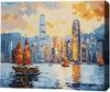 cumpără Tablou pe numere BrushMe MG0004FC 40х50cm (fără cutie) Hong Kong la apus în Chișinău 