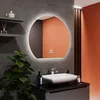 cumpără Oglindă baie Bayro Aura полукруглое 800x700 LED 3C touch c подогревом, часами и термометром (126635) în Chișinău 