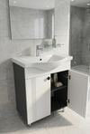 cumpără Dulap pentru lavoar Mashtab 12128 Palma (Basic) cu 2 uși 650x370x850 Alb mat-Antracit în Chișinău 