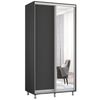 cumpără Dulap Mobildor-Lux Aron-P 1.0m-1.8m uși glisante din oglindă și PAL (160x60x220H cm) Anthracite în Chișinău 