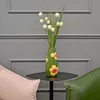 cumpără Decor Deco Vaza din ceramica cu flori, verde (25.5x10x6cm) în Chișinău 