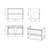 Set mobilier PUERTA 80cm gri: dulap montat pe perete, 2 sertare + lavoar montat la suprafață art 13-16-018 