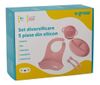 купить Посуда для кормления U-Grow UG-SET2PK Set diversificare 5 piese din silicon: bavetă, bol, farfurie, linguriță și furculiță, roz в Кишинёве 