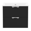 NOVA VLNA M комплект мебели 80см, черный: тумба подвесная, 2 ящика + умывальник накладной арт i11054 