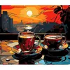 cumpără Tablou pe numere Strateg 58025 Ceai la apus 30x40cm (fundal negru) în Chișinău 