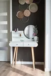 купить Туалетный столик Jumi CM-891920 Scandi cu oglindă rotundă (40cm), dimensiuni 120×80×40cm, Alb/Oak Artisan в Кишинёве 