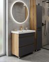 cumpără Dulap pentru lavoar Mashtab 12334 Torino (Sava) cu 2 sertare fara mâner 700x470x850 Stejar-Antracit în Chișinău 