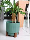 cumpără Ghiveci pentru flori Aleana 128026 Oslo cu insertie si suport decorativ d30 cm, verde în Chișinău 