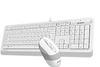 Keyboard & Mouse A4Tech F1010, Laser Engraving, Splash Proof, 1600 dpi, 4 buttons, White/Grey, USB 