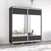 cumpără Dulap Mobildor-Lux Aron cu uși glisante cu oglindă orizontal (190x60x230H cm) Anthracite în Chișinău 