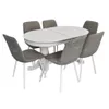 cumpără Set masă și scaune Evelin di Costacurta стол HV-31N White + 6 стульев YTC-078Wh UF885-14 Grey în Chișinău 