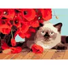 cumpără Tablou pe numere Strateg 58067 Pisicuta printre maci 30x40cm (fundal negru) în Chișinău 