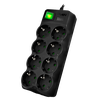 Surge Protector    8 Sockets,  5.0m, Sven "SF-08E-16", Black, flame-retardant material 