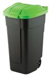 купить Урна для мусора Keter 56136 Cos pentru deseuri cu maner si roti O/W 110l, 88x52x58cm, negru/verde в Кишинёве 