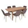 купить Комплект стол и стулья Evelin di Costacurta стол HV-27V Light Brown + 6 стульев YTC-080Wo Bluvel-38 в Кишинёве 
