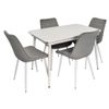 купить Комплект стол и стулья Evelin di Costacurta стол DT-531R Wh + 4 стула YTC-055Wh blu-13 (Light grey) в Кишинёве 