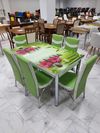 Комплект Келебек ɪɪ 1078 + 6 стульев зеленые с белым