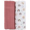 купить Аксессуар для пеленания Petite&Mars 417362 Set 2 paturele de muselina din bambus Misty Rose Rainbows, 120x120cm в Кишинёве 