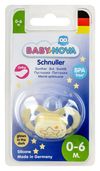 ”Baby-Nova” Suzetă ortodontică "Glow in the dark", fără inel, 0 luni+, Silicon, fără BPA, 1 buc.  (24222)