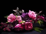 Tablou pe numere Strateg 58070 Armonie florala 30x40cm (fundal negru)