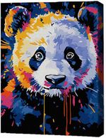 Tablou pe numere BrushMe RMGB009FC 30x40сm (pânză neagră/fără cutie) Panda în culori