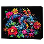 Картина по номерам BrushMe BSB0027FC 40x50 (pânză neagră/fără cutie) Dragonul în flori