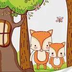 Tablou pe numere Strateg R18 /26 (ES0873)(72960) Drăguț familie de vulpi, 30x30 cm