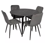 Комплект стол и стулья Evelin di Costacurta стол DT-402-6B + 4 стула YTC-080B, BLU-14 Dark grey
