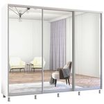 Dulap Mobildor-Lux Aron uși glisante din oglinzi (260x60x200H cm) Alb Brilliant