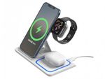 Wireless Charger XO, 3in1, WX023, White (apple supporting)