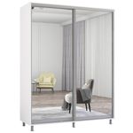 Dulap Mobildor-Lux Aron-S uși glisante din oglinzi (180x60x200H cm) Alb Brilliant