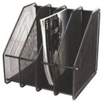 Suport pentru documente New World 4004 Black, set de suporturi verticale, 4 sectii, din metal, tip plasa negru