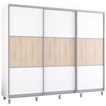 Dulap Mobildor-Lux Aron uși glisante din PAL orizontal (260x60x200H cm) Alb Brilliant